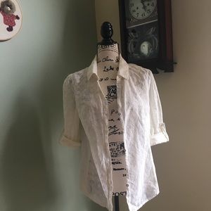 True Grit White Floral Button Down